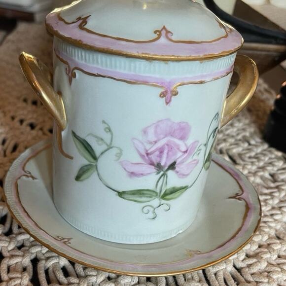 Zeh Scherzer & Co. ZS and Co. pink floral condensed milk container and plate - Picture 12 of 12